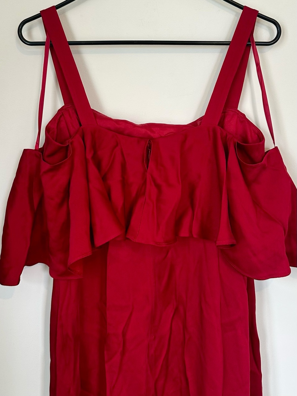 NWT Jill Stuart Red Cold-Shoulder High-Low Ruffle Dress - Size: 6 - Picture 7 of 11